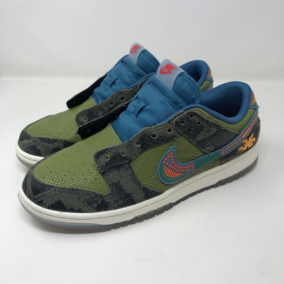 Nike Dunk Low Siempre Familia Sneakers Carbon Green Rift Blue Sail Mens 8.5 - Picture 5 of 16